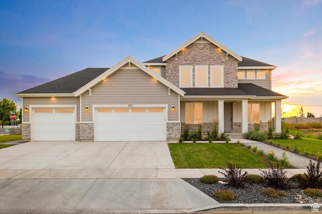525 N 1550 W Unit Ge01, Mapleton, UT 84664 - craftsman-style home featuring stone siding, a lawn, a garage, and concrete driveway