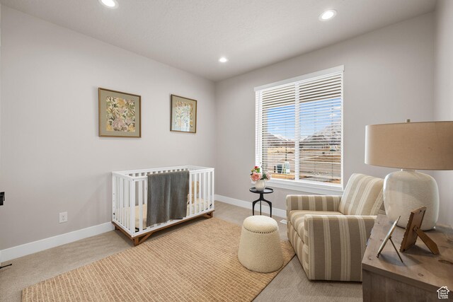 525 N 1550 W Unit Ge01, Mapleton, UT 84664 - bedroom with recessed lighting, light carpet, a crib, and baseboards