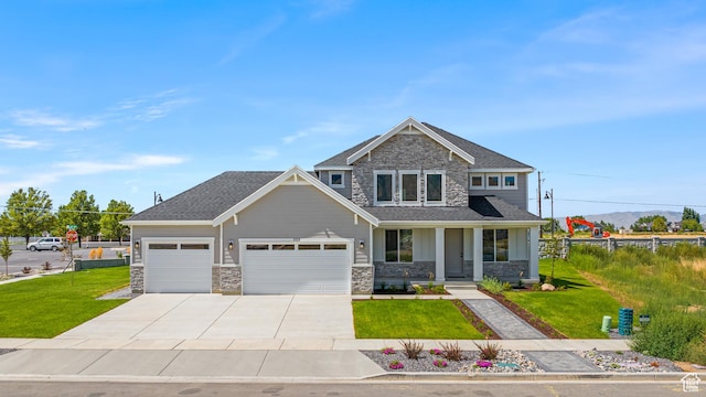 525 N 1550 W Unit Ge01, Mapleton, UT 84664 - craftsman house with a garage, a front yard, stone siding, and concrete driveway