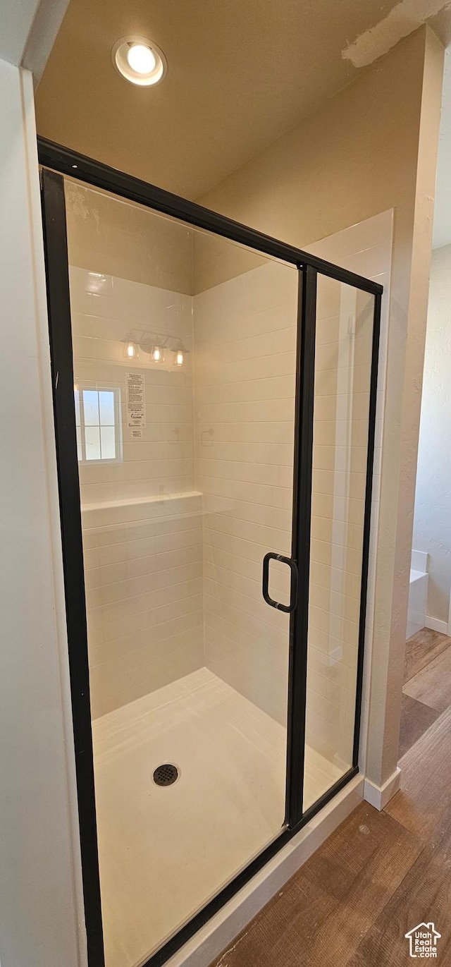 831 N 1820 E Unit 66, Price, UT 84501 - bathroom featuring hardwood / wood-style floors and an enclosed shower
