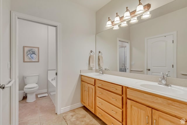 10976 Quartz Dr, South Jordan, UT 84095 - full bath with toilet, tile patterned floors, double vanity, and a sink