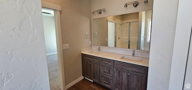 1829 E 840 N Unit 87, Price, UT 84501 - bathroom featuring vanity, wood-type flooring, and an enclosed shower