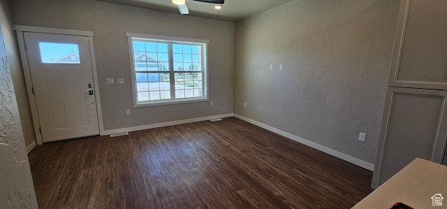 1829 E 840 N Unit 87, Price, UT 84501 - entryway featuring plenty of natural light, ceiling fan, and dark hardwood / wood-style floors