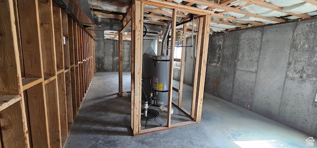 basement with water heater