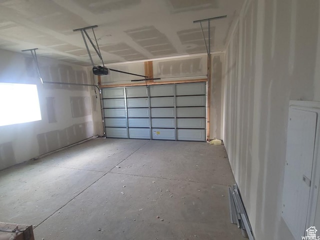 garage with a garage door opener