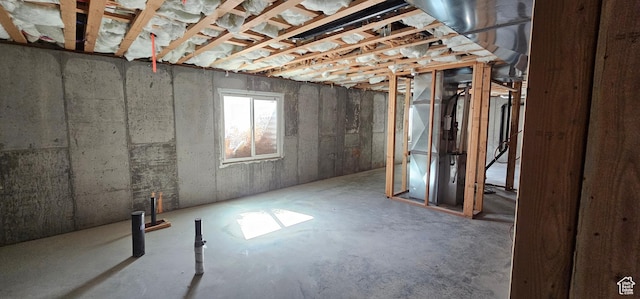 basement with heating unit