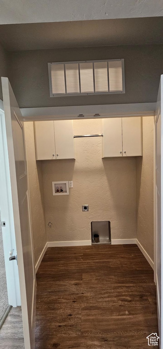 868 N 1880 E Unit 71, Price, UT 84501 - laundry room featuring electric dryer hookup, dark hardwood / wood-style flooring, hookup for a washing machine, and cabinets