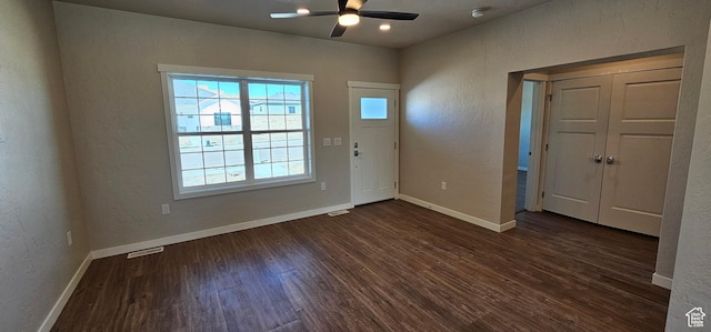 1830 E 840 N Unit 80, Price, UT 84501 - entrance foyer with dark hardwood / wood-style flooring and ceiling fan