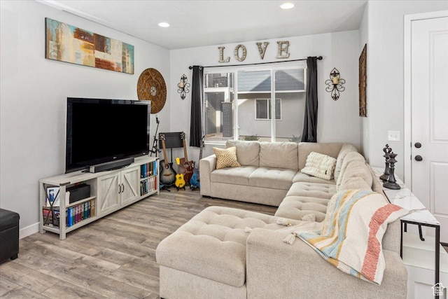 living room featuring light hardwood / wood-style flooring