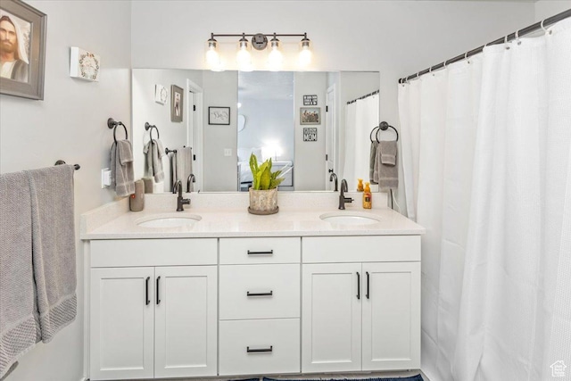 15091 S Reins Way W, Bluffdale, UT 84065 - full bathroom with double vanity and curtained shower