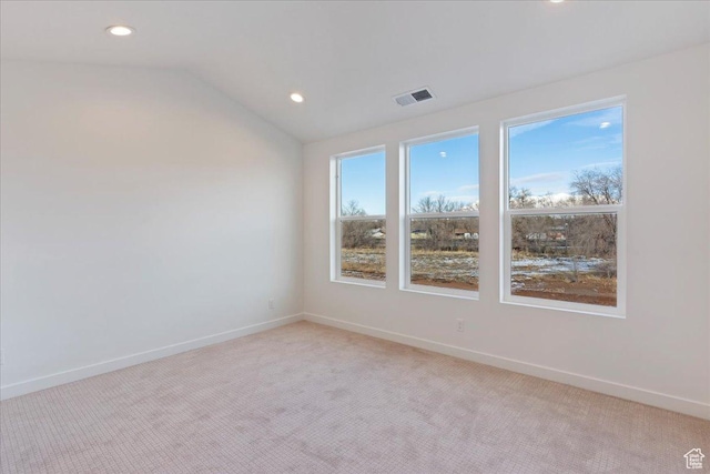 1414 N 1875 W # 131, Layton, UT 84041 - unfurnished room with recessed lighting, light carpet, baseboards, and vaulted ceiling