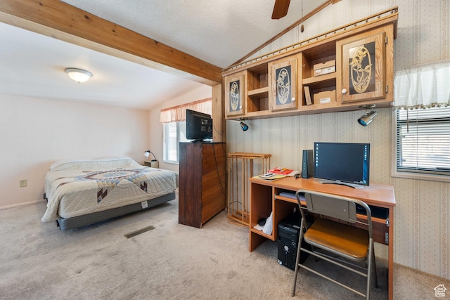 1150 W Red Hills Pkwy, Washington, UT 84780 - carpeted bedroom featuring lofted ceiling with beams and ceiling fan