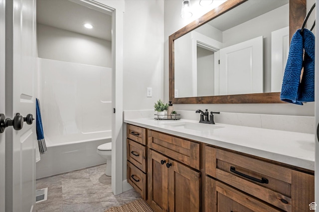 562 S 1140 E Unit 1206, Smithfield, UT 84335 - bathroom featuring toilet, vanity, shower / washtub combination, and recessed lighting