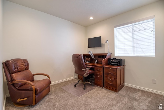 view of carpeted office space