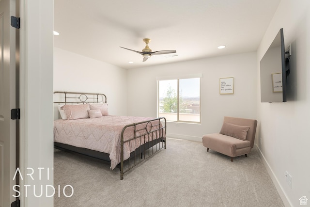 3235 S Retreat Dr, Hurricane, UT 84737 - bedroom with light carpet and ceiling fan