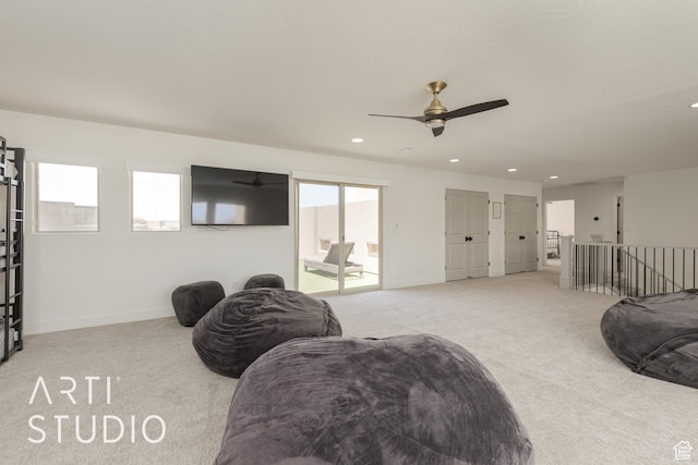 3235 S Retreat Dr, Hurricane, UT 84737 - carpeted living room featuring ceiling fan