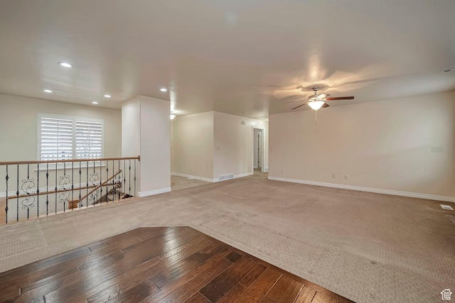 893 N 400 E, Springville, UT 84663 - unfurnished room featuring a ceiling fan, recessed lighting, and hardwood / wood-style flooring
