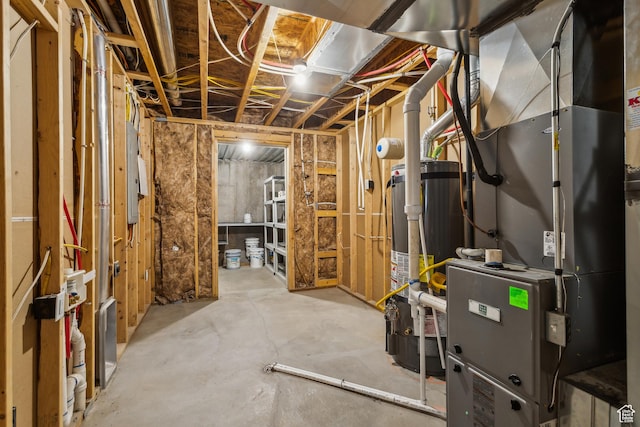 unfinished below grade area with water heater