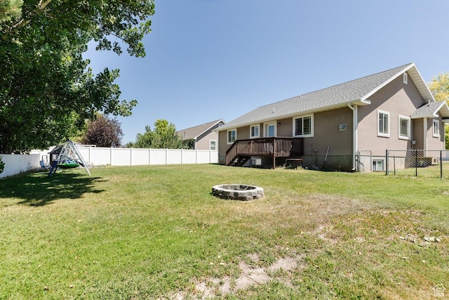 287 S 375 W, Providence, UT 84332 - view of yard with a fire pit and a wooden deck