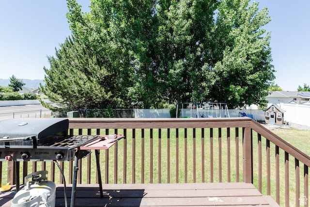 287 S 375 W, Providence, UT 84332 - wooden deck featuring a grill and a yard