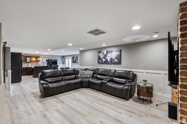 living room featuring light hardwood / wood-style flooring