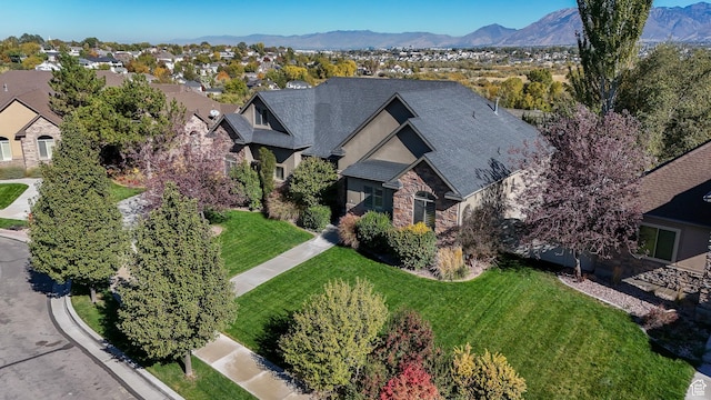 aerial view with a mountain view