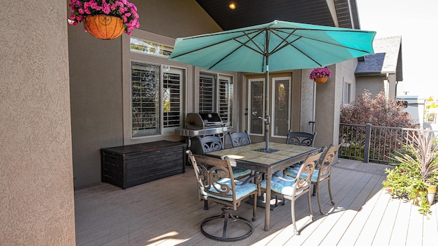 wooden terrace with french doors