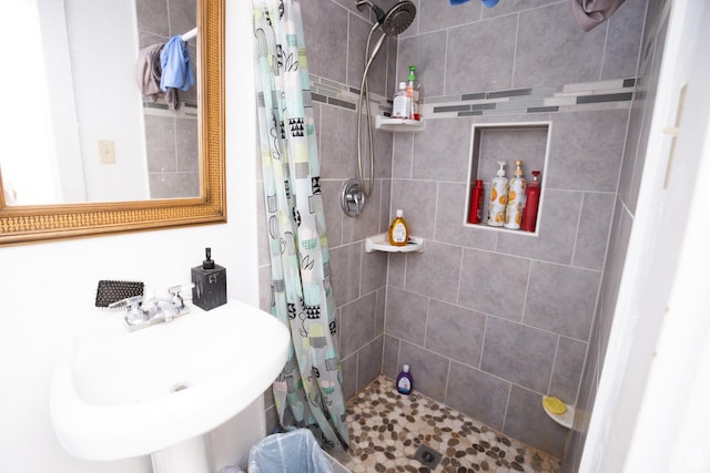 128 N 8th St, Montpelier, ID 83254 - bathroom featuring a sink and a shower stall