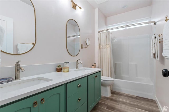 13802 S Mount Shaggy Dr, Herriman, UT 84096 - full bathroom with vanity, wood-type flooring, shower / tub combo, and toilet