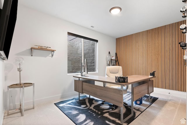 office area with light colored carpet