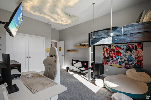interior space featuring a closet and carpet floors