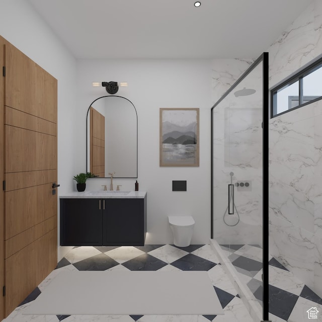 2114 S Pinto St Unit 76, Washington, UT 84780 - bathroom featuring a tile shower, vanity, and toilet