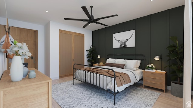 2114 S Pinto St Unit 76, Washington, UT 84780 - bedroom with light wood-type flooring, a closet, and ceiling fan