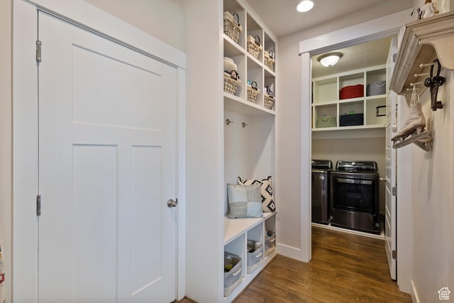 536 W Granite Cir, Saratoga Springs, UT 84045 - mudroom with separate washer and dryer and dark wood finished floors