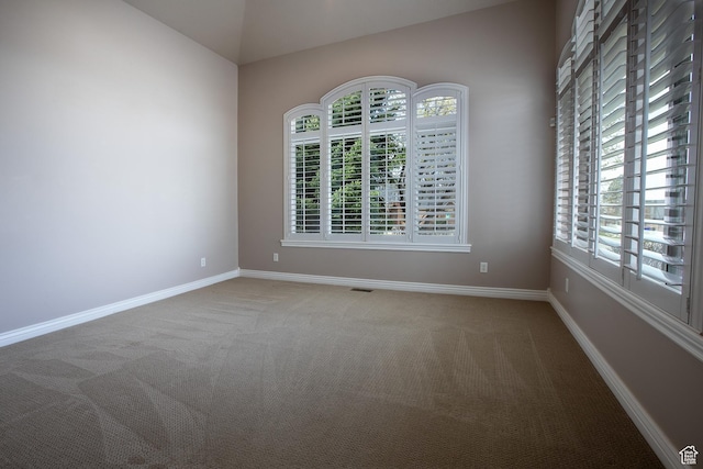 2783 S Irene Dr E, Bountiful, UT 84010 - carpeted empty room with baseboards, vaulted ceiling, and visible vents
