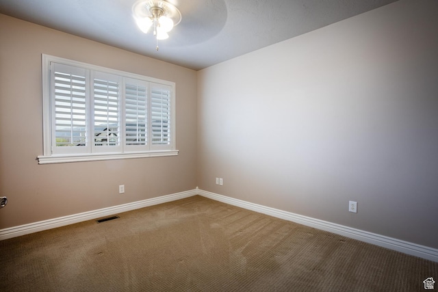 2783 S Irene Dr E, Bountiful, UT 84010 - unfurnished room featuring baseboards, ceiling fan, visible vents, and carpet