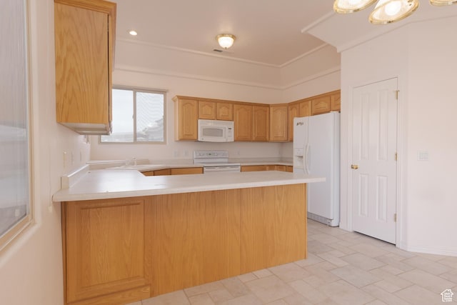2365 E 160 S, St George, UT 84790 - kitchen featuring sink, white appliances, and kitchen peninsula