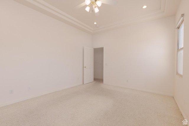 2365 E 160 S, St George, UT 84790 - spare room featuring ceiling fan, light colored carpet, and a tray ceiling