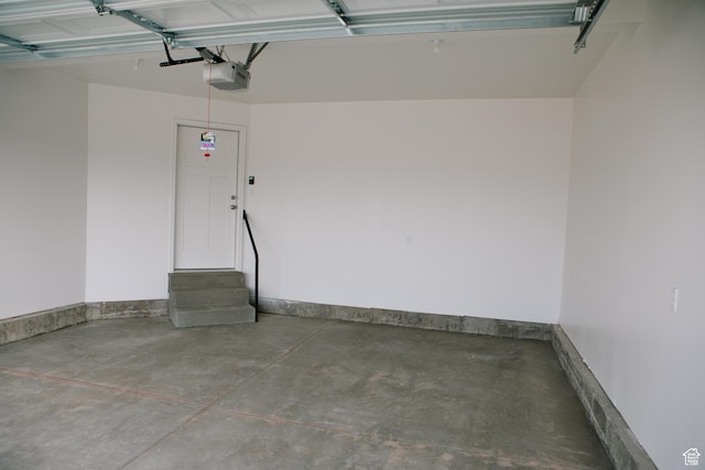 garage with a garage door opener