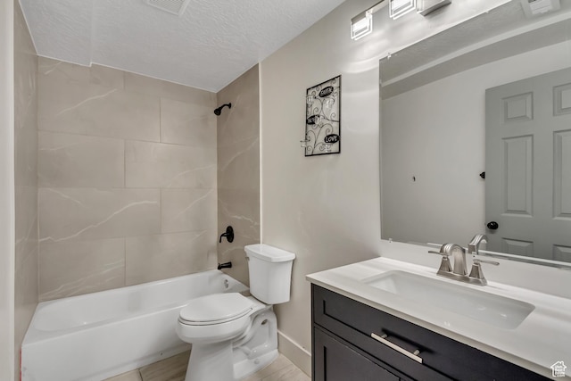 12756 S Diamond Back Dr W, Riverton, UT 84096 - full bathroom with vanity, a textured ceiling, tiled shower / bath combo, and toilet