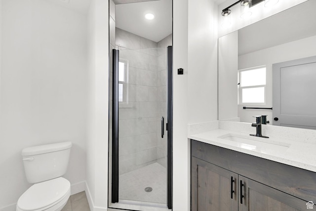 1317 N 1850 W, Clinton, UT 84015 - full bath featuring toilet, a shower stall, baseboards, vanity, and tile patterned flooring