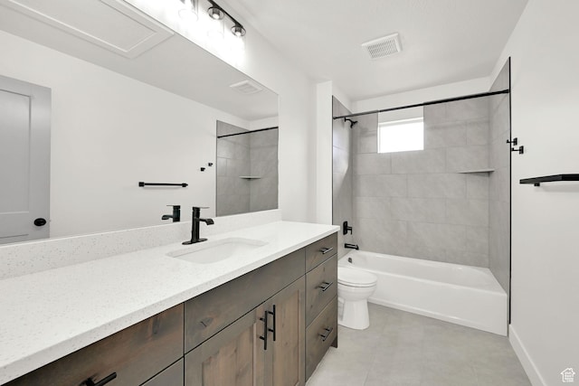 1317 N 1850 W, Clinton, UT 84015 - full bathroom featuring vanity, toilet,  shower combination, baseboards, and tile patterned flooring