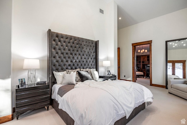 26 White Pine Canyon Rd, Park City, UT 84060 - bedroom featuring a walk in closet, a closet, high vaulted ceiling, and light colored carpet