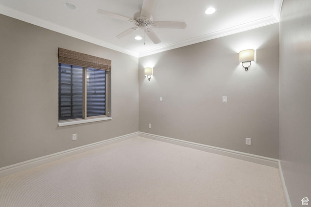 13234 S Lone Rock Dr E, Draper, UT 84020 - empty room featuring ceiling fan, crown molding, and carpet