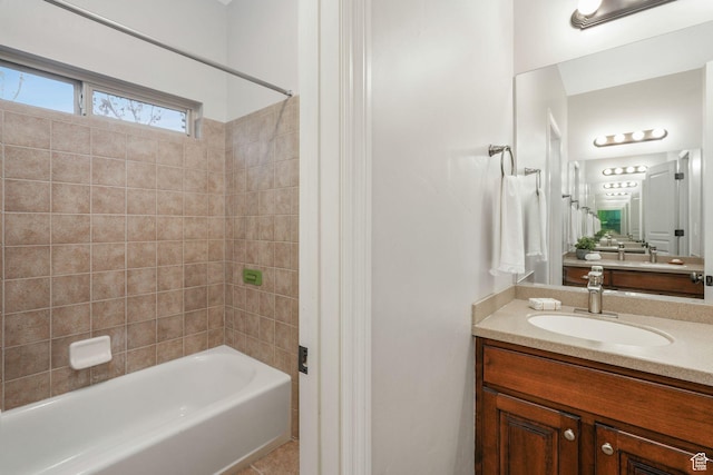 13234 S Lone Rock Dr E, Draper, UT 84020 - bathroom featuring tile patterned flooring, vanity, and tiled shower / bath combo
