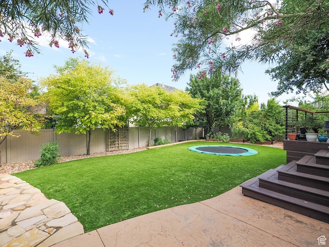 13234 S Lone Rock Dr E, Draper, UT 84020 - view of yard featuring a patio and a trampoline