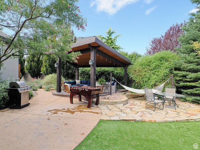 13234 S Lone Rock Dr E, Draper, UT 84020 - view of patio with a gazebo, grilling area, and an outdoor living space