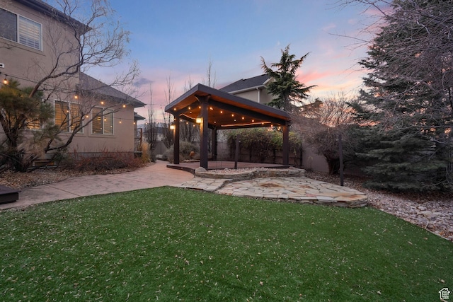 13234 S Lone Rock Dr E, Draper, UT 84020 - yard at dusk with a gazebo and a patio area