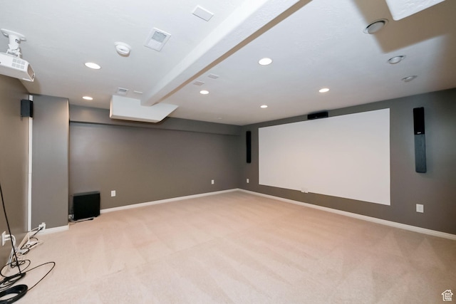 3568 N 500 E, North Ogden, UT 84414 - home theater room featuring light colored carpet, baseboards, and recessed lighting