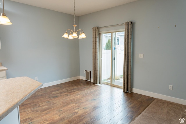 1645 W 430 N, Lindon, UT 84042 - unfurnished dining area featuring dark wood-type flooring and a notable chandelier